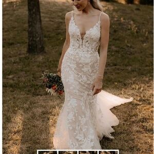 Wedding dress, size 4, white with nude inlay
